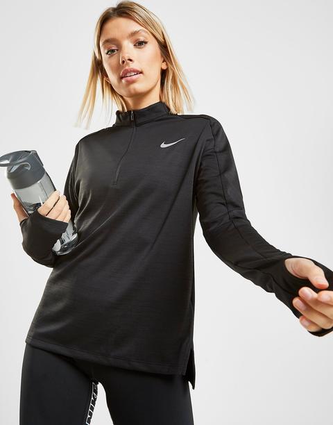 nike running half zip pacer top in black