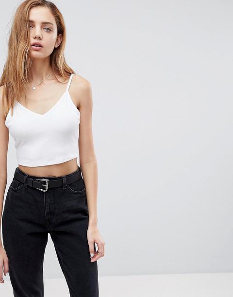 Asos - Canotta Corta Con Scollo E Retro A V - Bianco