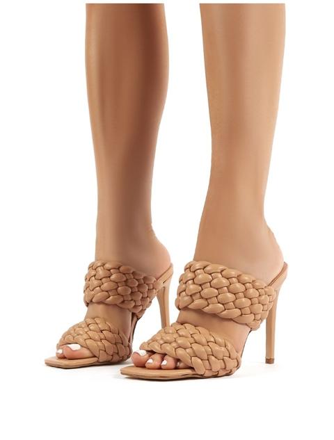 India Nude Pu Stiletto Heeled Mules