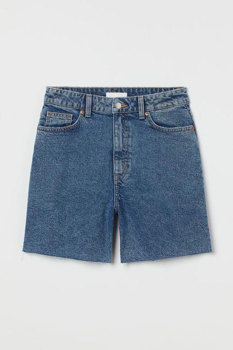 Mom High Denim Shorts - Azul