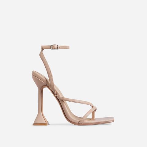 Freestyle Square Toe Sculptured Heel In Nude Faux Leather, Nude