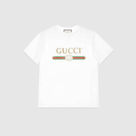 Camiseta De Algodón Con Logotipo Gucci