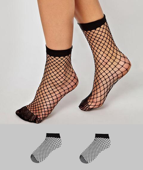 Pack De 2 Pares De Calcetines Tobilleros Con Diseño De Rejilla Extragrande De Asos Design