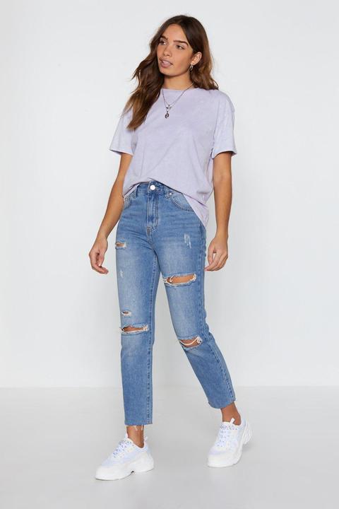 Womens Ripped Low Rise Straight Leg Jeans