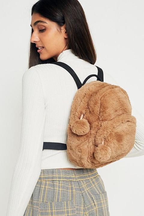 Uo Mini Faux Fur Brown Backpack