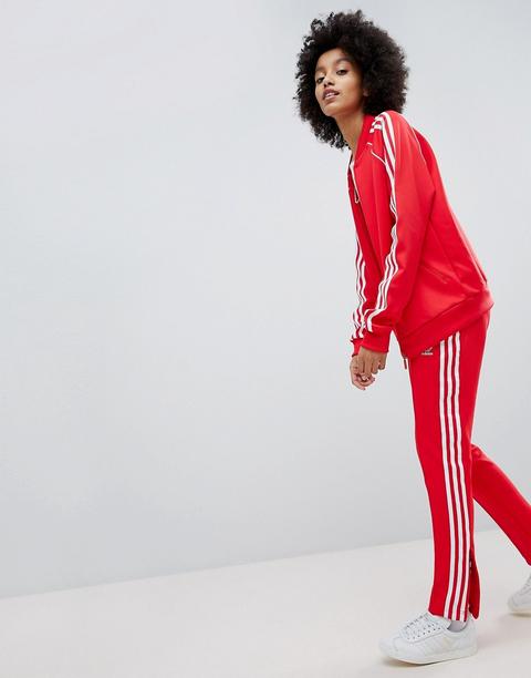 Adidas Originals Adicolor - Pantaloni Della Tuta Con Tre Strisce Rossi - Rosso