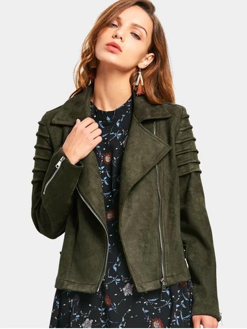 Faux Suede Zip Up Jacket