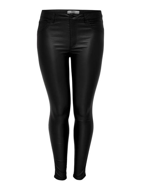 Only Beschichtete Curvy Hose Damen Schwarz