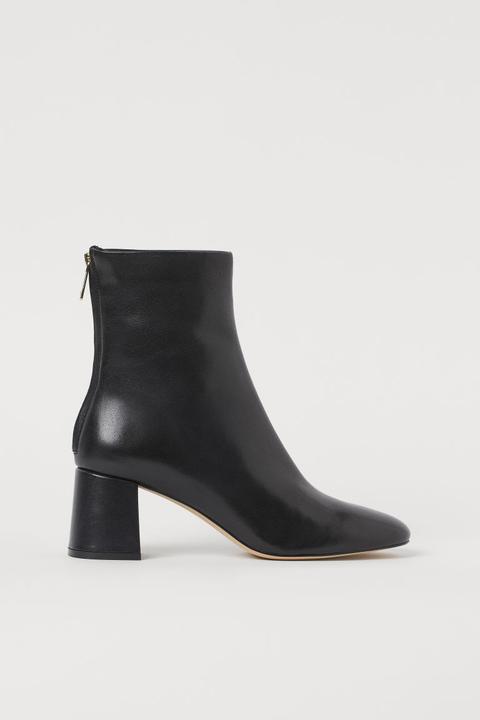 Botines De Piel - Negro