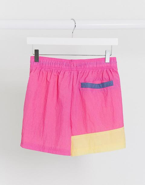 nike colour block woven shorts in pink