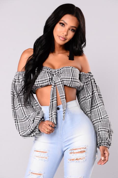 Bessie Long Sleeve Top - Black/white