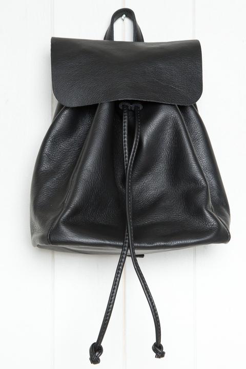 Black Faux-leather Mini Backpack