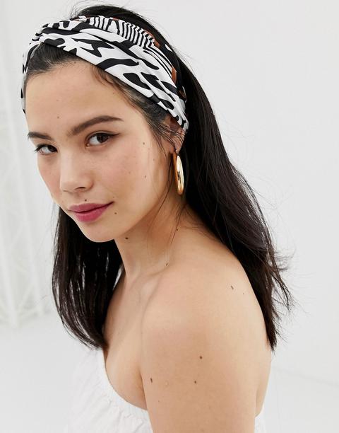 Glamorous Spliced Zebra Print Twist Front Headband