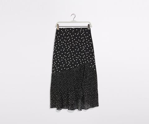 Patched Print Midi Skirt