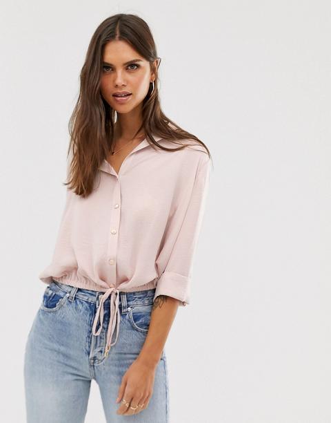 River Island - Camicia Con Coulisse In Vita Rosa - Rosa