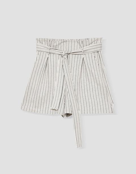 Shorts Tailoring Righe Cintura Fiocco