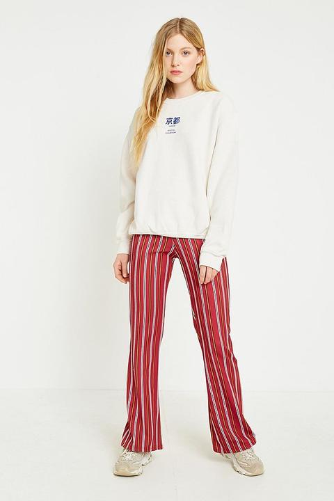 Uo Rust Striped Flared Trousers - Brown L At Urban Outfitters