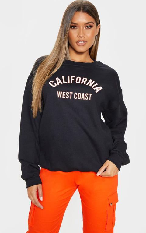 Sweat Noir Oversized À Slogan California, Noir