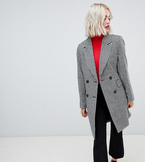 New Look Tailored Coat In Hounds Tooth - Black