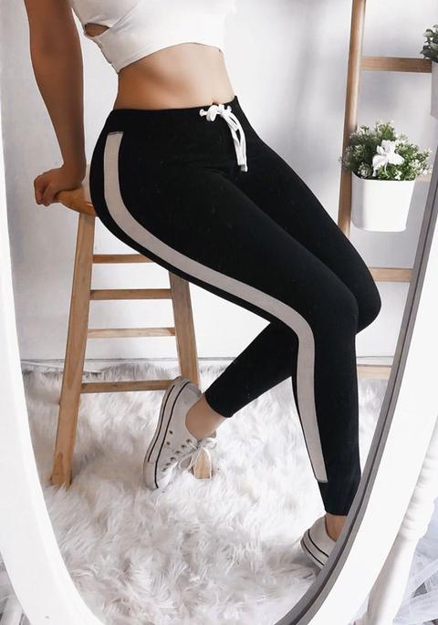 Leggings Stampa Coulisse Vita Sport Lunghi Neri