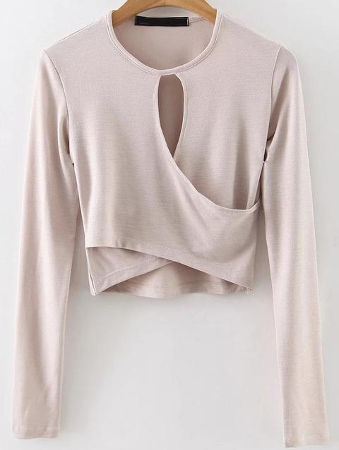 Apricot Keyhole Wrap Crop Top