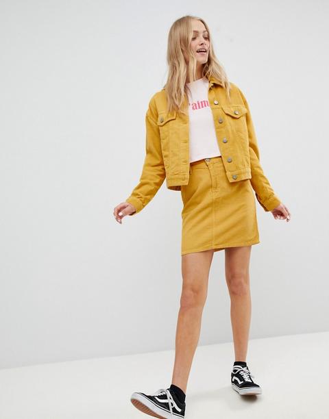 Asos Design - Gonna Originale A Coste Senape Coordinata - Giallo