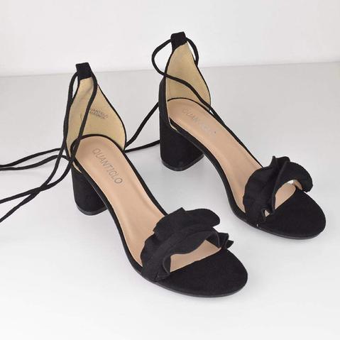 Eleonor - Lace-up Mid Heeled Sandals In Black