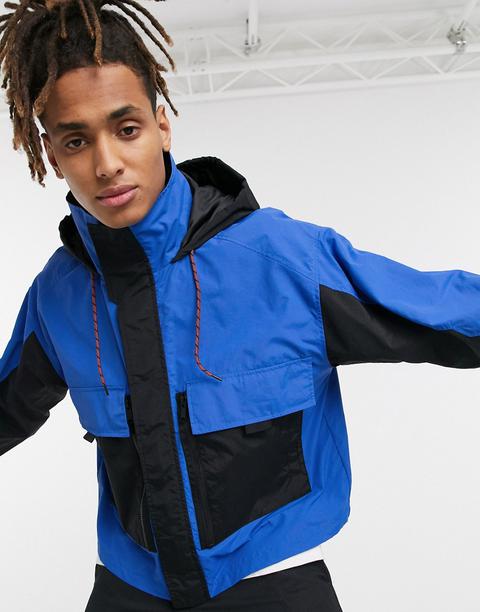 Asos Design Utility Jacket With Multi Pocket In Blue