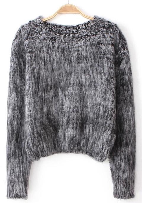 Pullover Puro Pelliccia Grigio Scuro