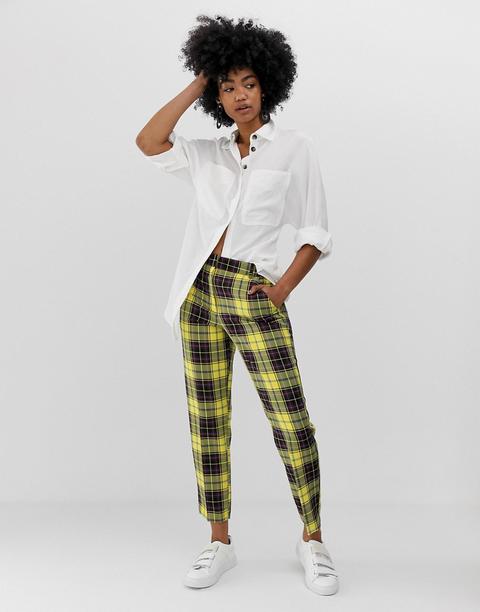 Asos Design – Knöchellange Hose Mit Karomuster In Gelb