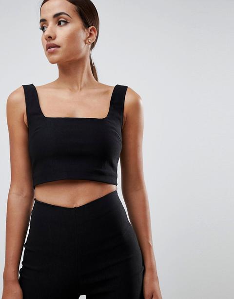 Vesper Square Neck Crop Top Co-ord In Black