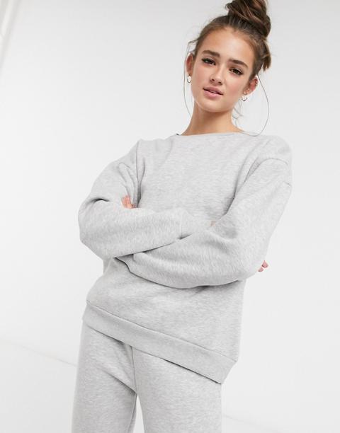 Chelsea Peers Organic Cotton Heavy Wieght Lounge Sweat In Grey Marl