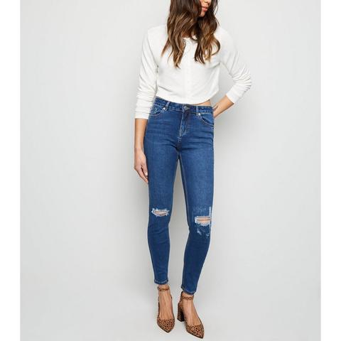Jean Skinny Jenna Bleu Déchiré À Délavage Moyen