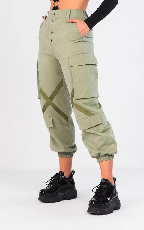 Knee X Detail Cargo Pants