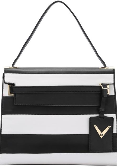 Black White Metallic Embellished Pu Shoulder Bag