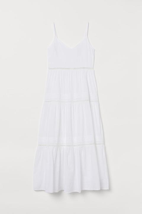 V-neck Cotton Dress - White