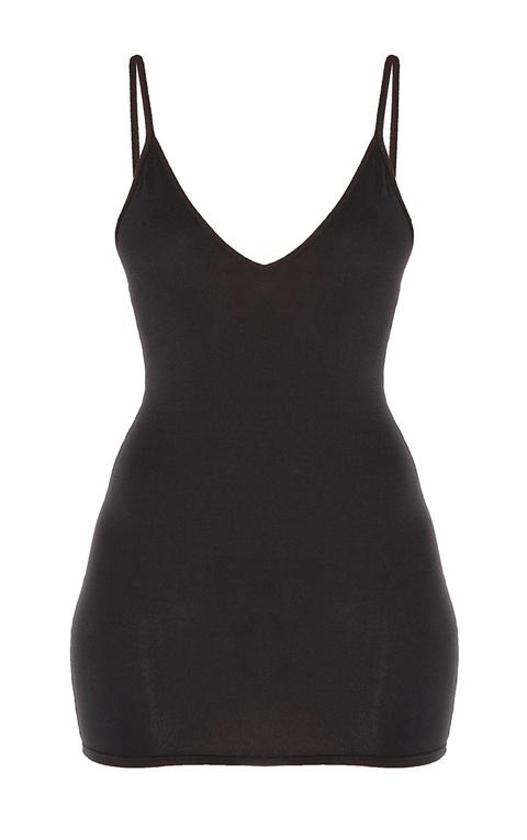 Basic Black Extreme Plunge Strappy Bodycon Dress