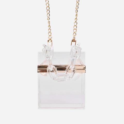 Kate Mini Square Vanity Bag In Clear Perspex,, Nude