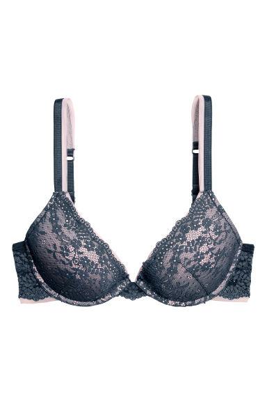 H & M - Reggiseno Push-up In Pizzo - Blu