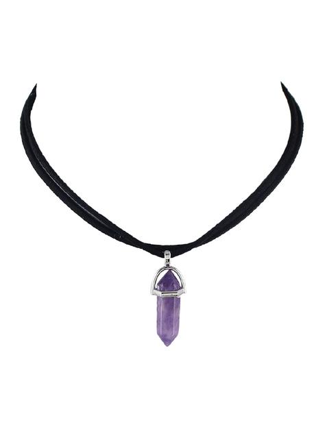 Collana Girocollo In Pietra Geometrica Viola