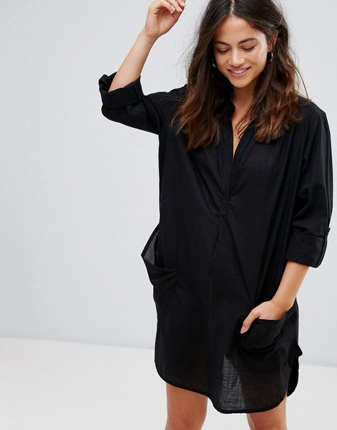 Seafolly Boyfriend Beach Shirt In Black