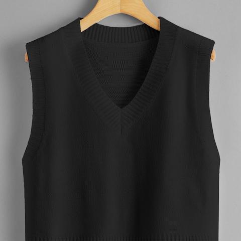 Solid Crop Sweater Vest