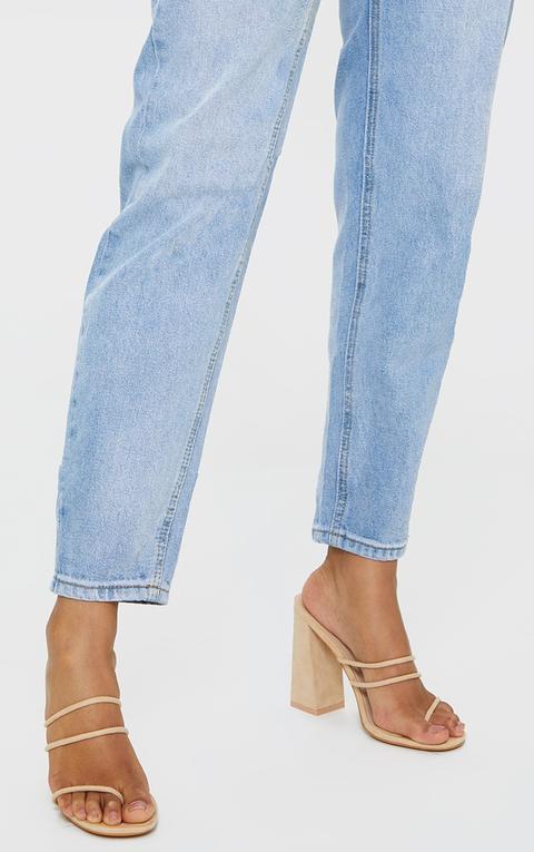 nude mule block heel
