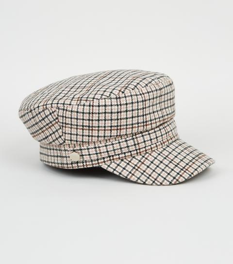 Off White Check Baker Boy Hat New Look