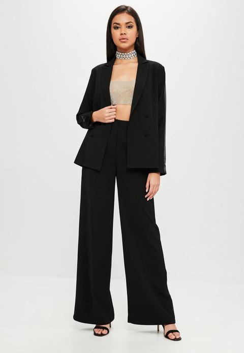 Carli Bybel X Missguided Black Tuxedo Trousers, Black