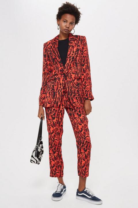 Red Leopard Suit Trousers