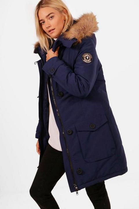 faux fur trim hooded padded jacket