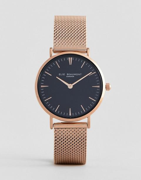 Elie Beaumont - Eb805lm.2 - Orologio Con Quadrante Nero E Cinturino In Maglia Oro Rosa - Oro