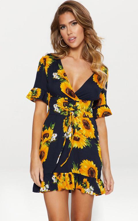 Black Sun Flower Corset Swing Dress