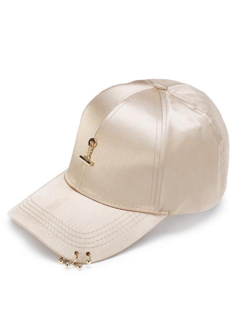 Metal Detail Satin Baseball Cap